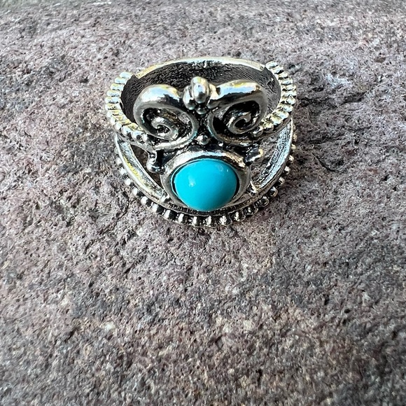 💍 Silver Turquoise Ring Statement accent - Picture 1 of 3